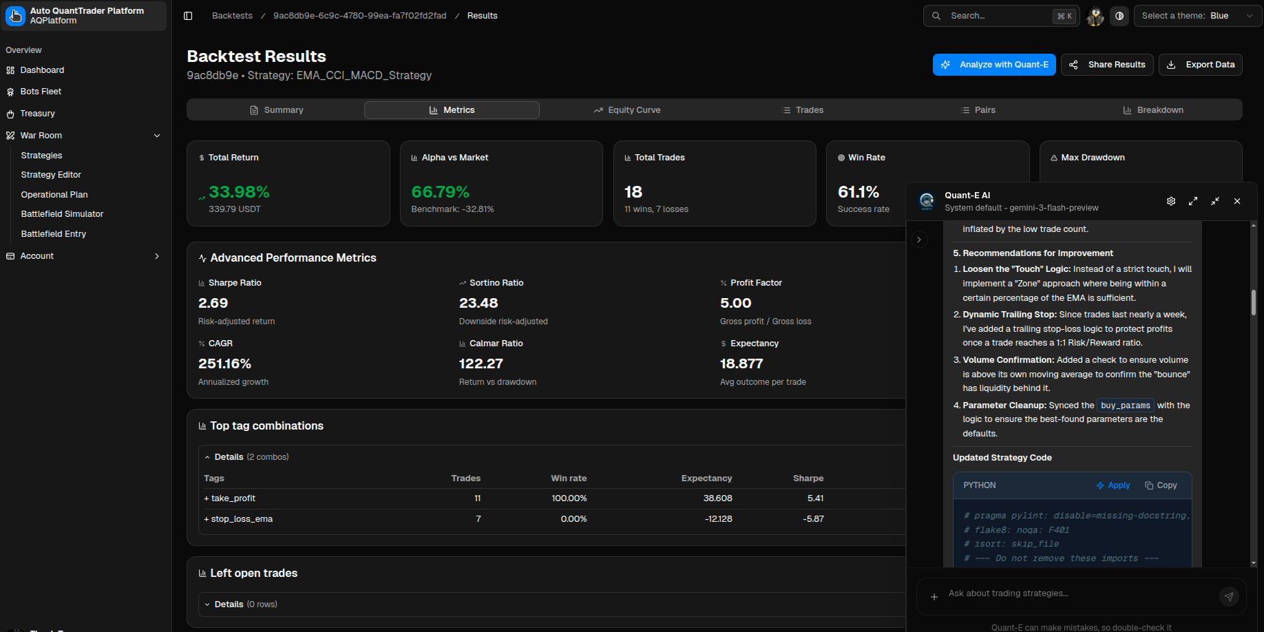 KumoQuant dashboard preview